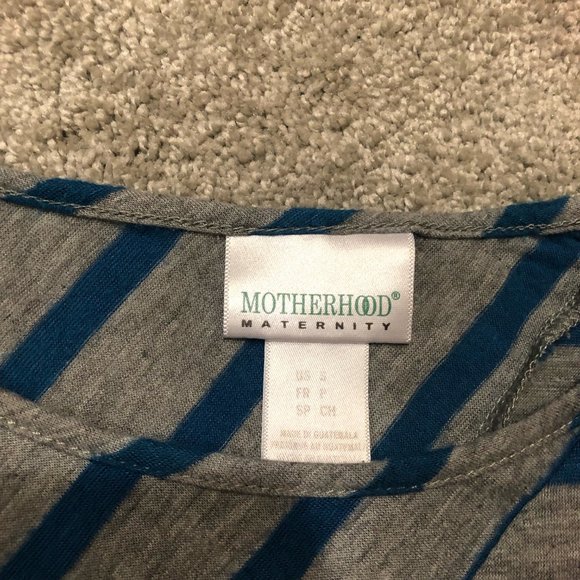 Motherhood Maternity 3/4 Sleeve Gray and Blue Stripe Top - Picture 3 of 3